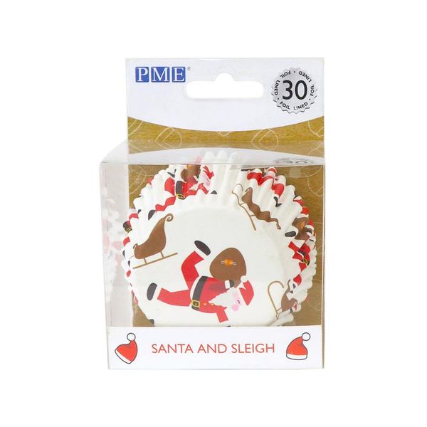 PME Christmas Santa and Sleigh Cupcake Cases, Foil Lined, Pack of 30