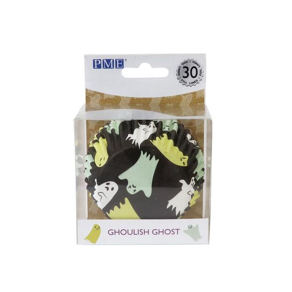 PME Halloween Ghoulish Ghost Cupcake Cases, Foil Lined, Pack of 30