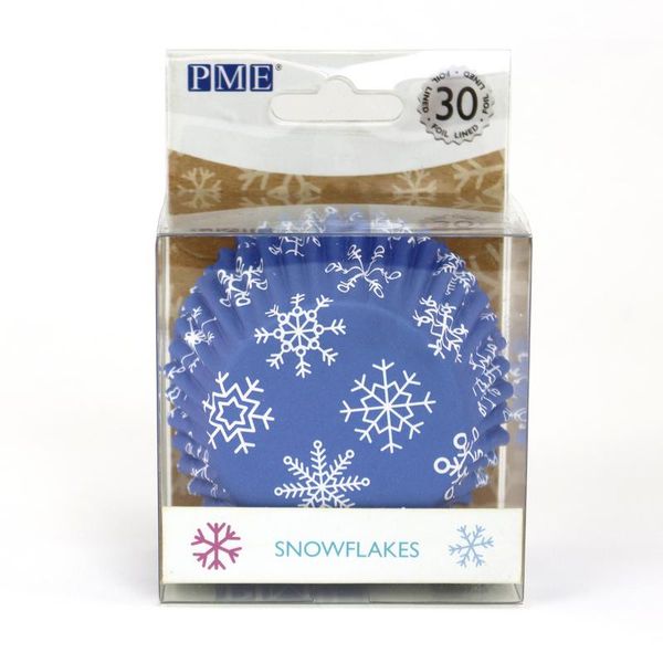 Cupcake Cases Foil Lined - Snowflakes Pack of 30