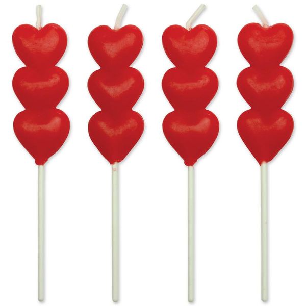 Red Hearts Candles Set of 8