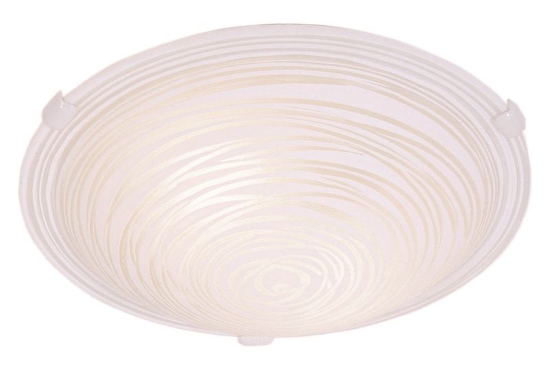 Large Ceiling Fitting with Patterned White Glass and White Clips