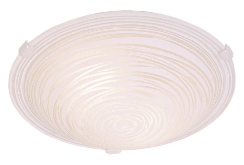 Small Ceiling Fitting with Patterned White Glass and White Clips