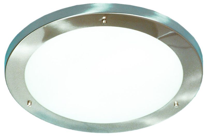410mm Satin Chrome Ceiling Fitting With Frosted Glass
