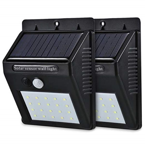 SQI. 20 LED Solar Powered LED Wall Light + PIR sensor + Night sensor Pack 2