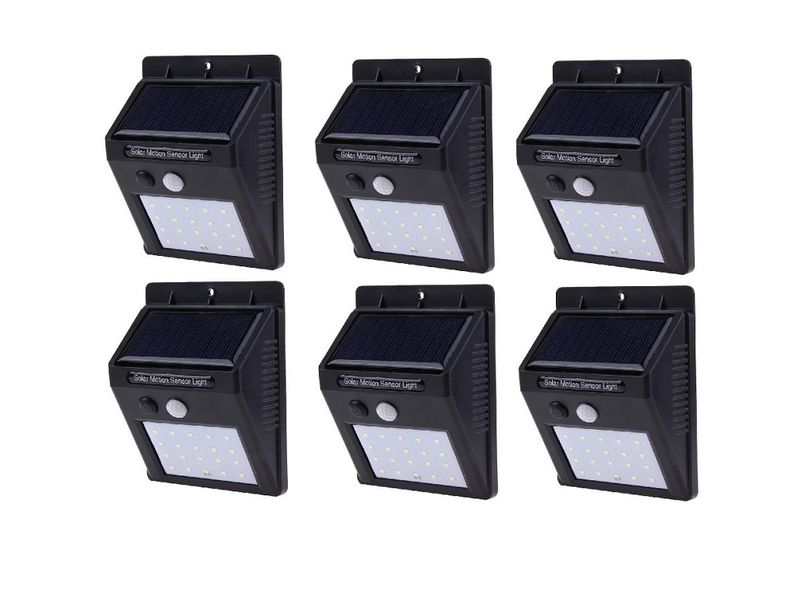 SQI. 20 Led Solar Powered LED Wall Light + PIR sensor+Night sensor Pack 6