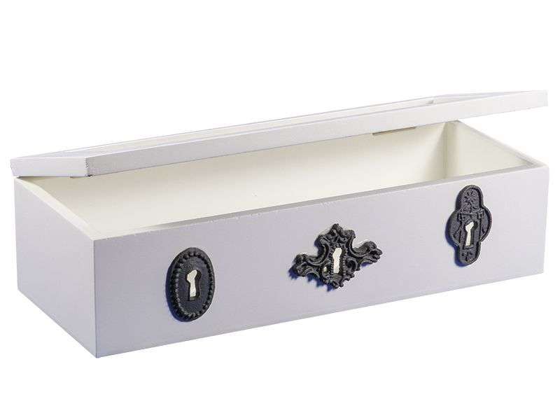 White Storage Box/Keyhole Relief Design