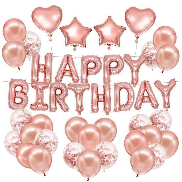 Happy Birthday Party Balloon DIY Decoration - Rose Gold