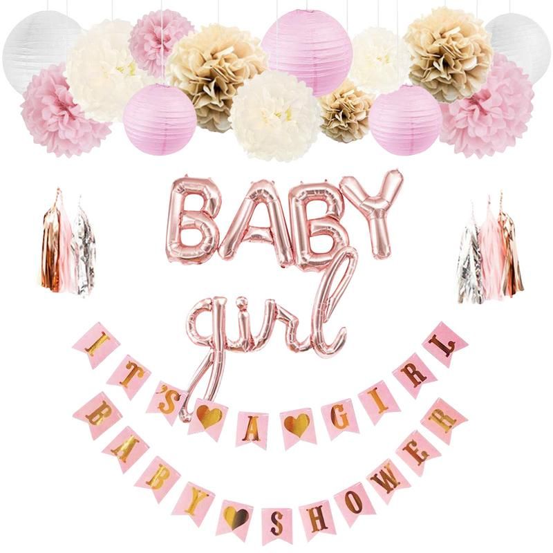 Baby Shower Gender Reveal DIY Decoration Set - Pink - It's a girl ...