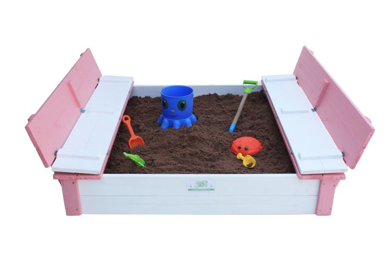 JFK Original 4 Seater Folding Sandpit Girly Pink Finish + PVC Cover