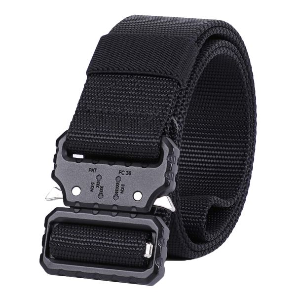 Heavy-Duty Quick-Release Nylon Military Belt - Black