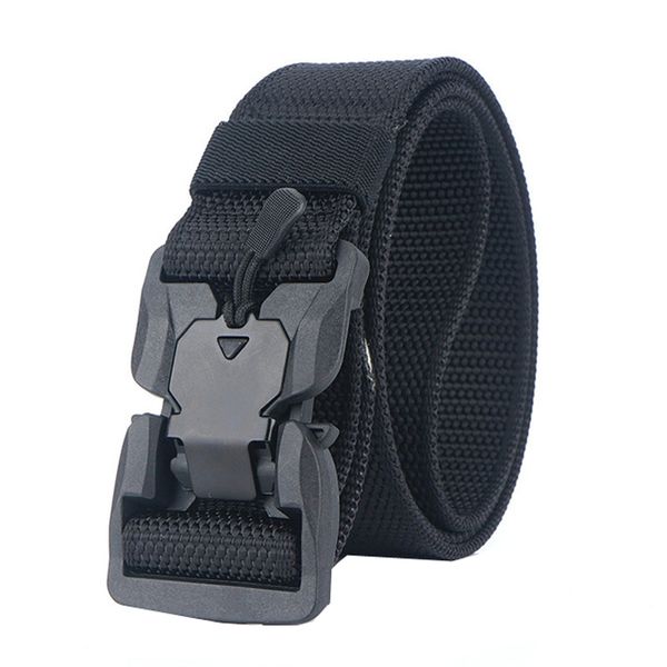Super Magnetic Buckle Quick-Release Nylon Canvas Military Belt - Black
