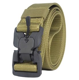 Super Magnetic Buckle Quick-Release Nylon Canvas Military Belt - Brown