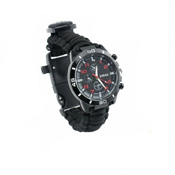 RABG 7-Function Survival Outdoor Tactical Watch Paracord Rope Bracelet