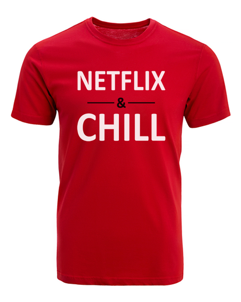 JuiceBubble Netflix And Chill Mens T-Shirt -Red