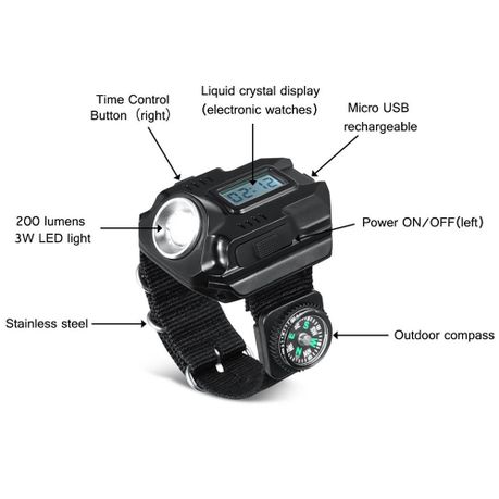 Wrist watch deals with led flashlight