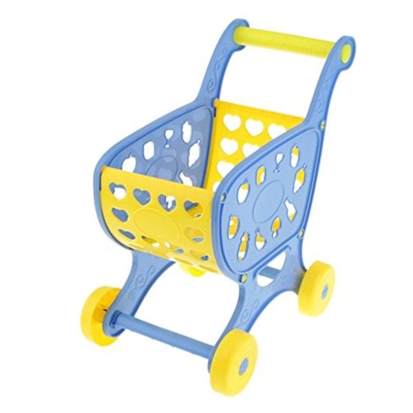 Shopping Cart Trolley With Fruits &amp; Vegetables Pretend Play Toy For Kids