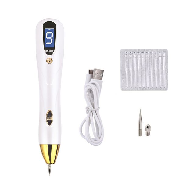 9 Levels LCD Display Freckle Moles Removal Laser Pen - Golden