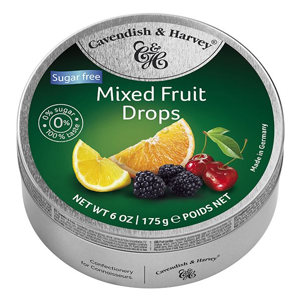 Cavendish &amp; Harvey Sugar Free Mixed Fruit Travel Tins - 9 x 175g