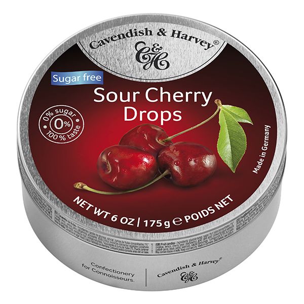 Cavendish &amp; Harvey Sugar Free Sour Cherry Travel Tins - 9 x 175g