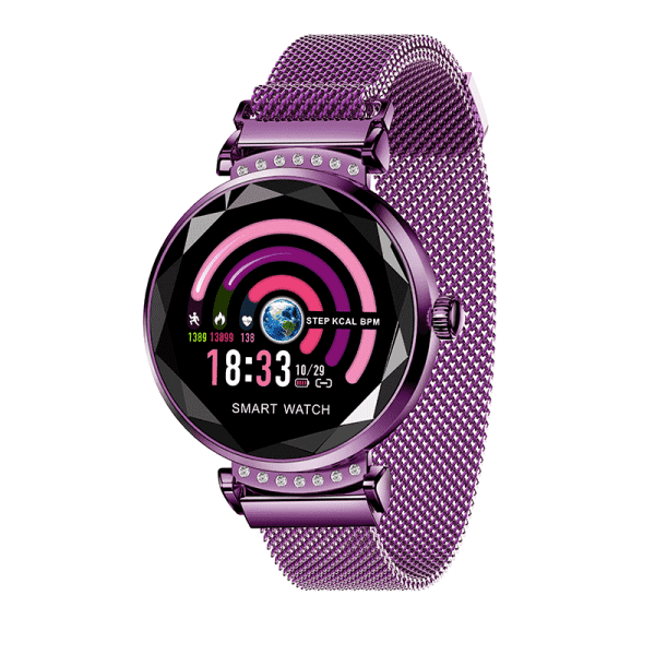 Ladies 3D Diamond Glass Smart Watch-Rose Gold