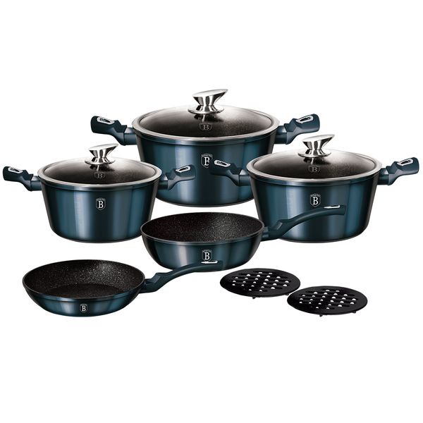 Berlinger Haus 10-Piece Marble Coating Cookware Set - Aquamarine Edition