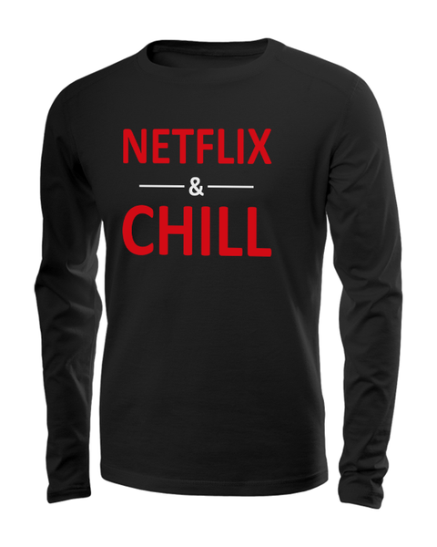 JuiceBubble Netflix And Chill Mens Long Sleeve -Black