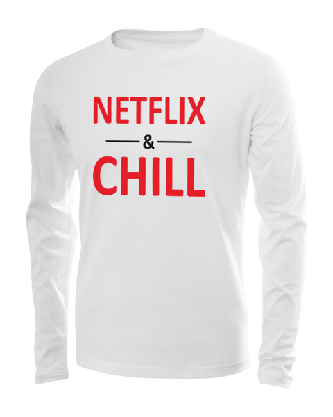 JuiceBubble Netflix And Chill Mens Long Sleeve -White