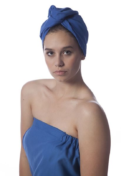 Microfibre Body &amp; Hair Wrap Towel Set: Spa Shower Bath Blue