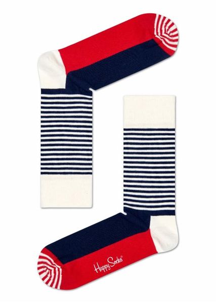 Happy Socks - Socks - Half Stripe Sock - Red, White