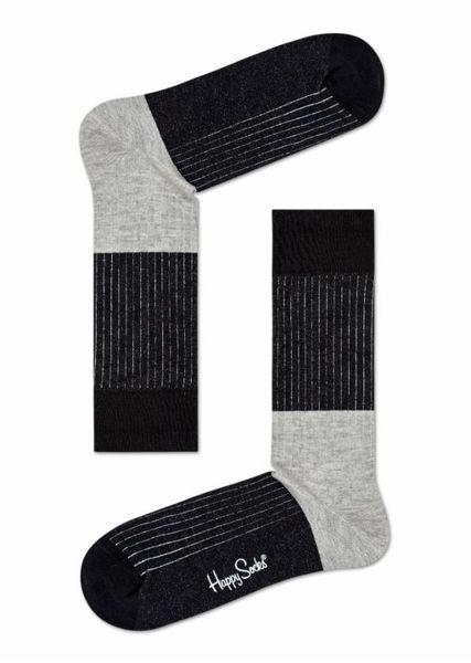 Happy Socks - Socks - Block Rib Sock - Black, Grey