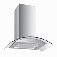 Euroair 60cm Wall Mounted Curved Glass & Stainless Steel Cooker Hood ...