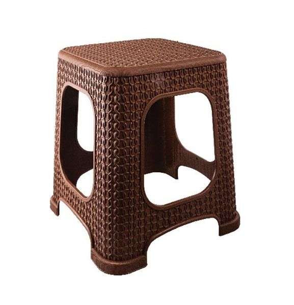 Plastic Stool - 33cm Rattan Design. Max. 60Kg