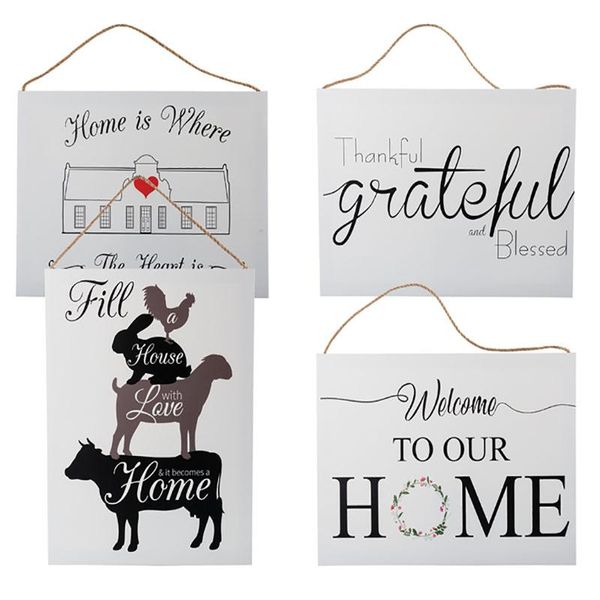 Bulk Pack X 4 Wall Canvas Plaque With Words - 35cmx15cm