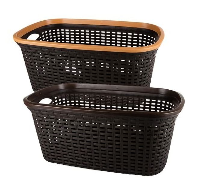 Bulk Pack x 2 Laundry Basket Plastic 55x35x25cm