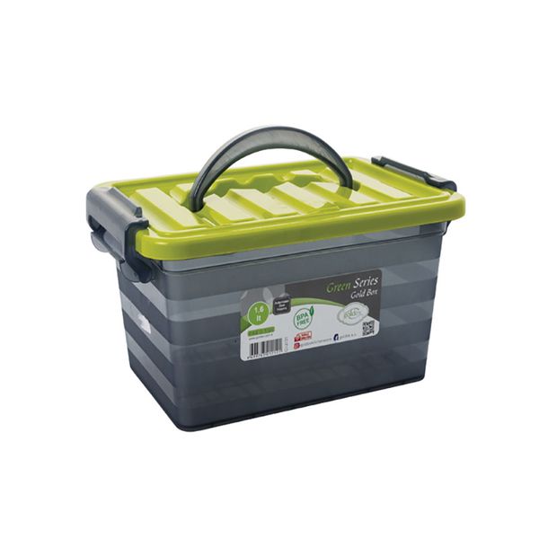 Bulk Pack x 2 Container Carry Handle Grey &amp; Green 1.6 L