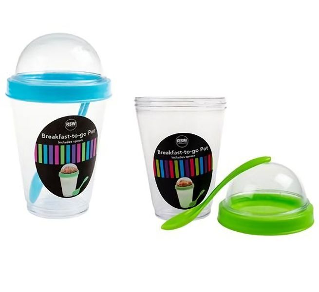 Bulk Pack x 2 Tumbler Breakfast Pot With spoon 350ml