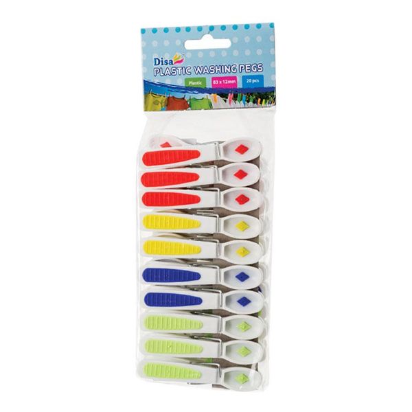 Plastic Clothes Pegs - Pack of 20