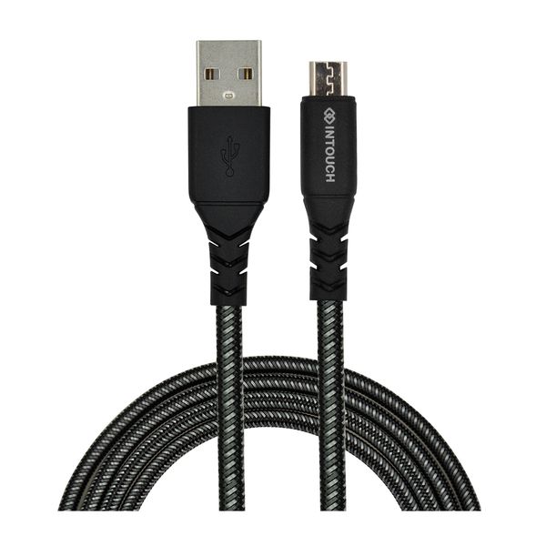 INTOUCH Tough Braided Charge &amp;Sync Cable – USB to Micro USB - 2m Black