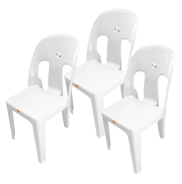 Durable Plastic Party Chair Combo Set of 3 - White