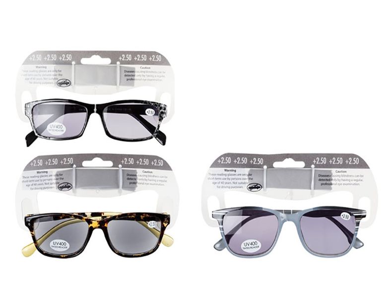 Bulk Pack x 3 Reading Glass UV 400 Tinted Strenght:+2.5