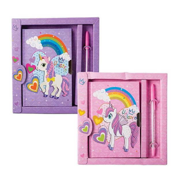 Novelty Unicorn Notebook With Pen - 19 x 18cm - 4 Pack