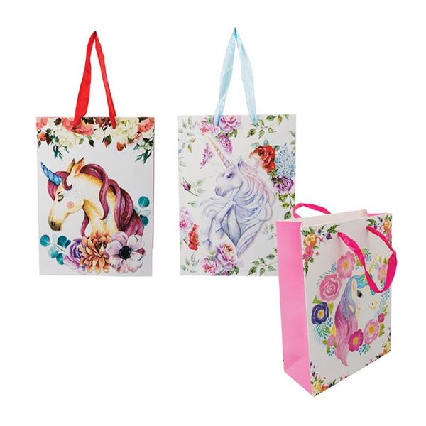Bulk Pack x 3 Unicorn Gift Bag Medium - 18x23cm