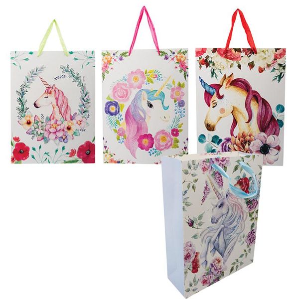 Bulk Pack x 4 Unicorn Gift Bag Large - 26x32cm