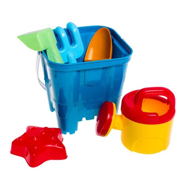 Beach Bucket Play Set - 21cm Bucket &amp; 6 Accessories
