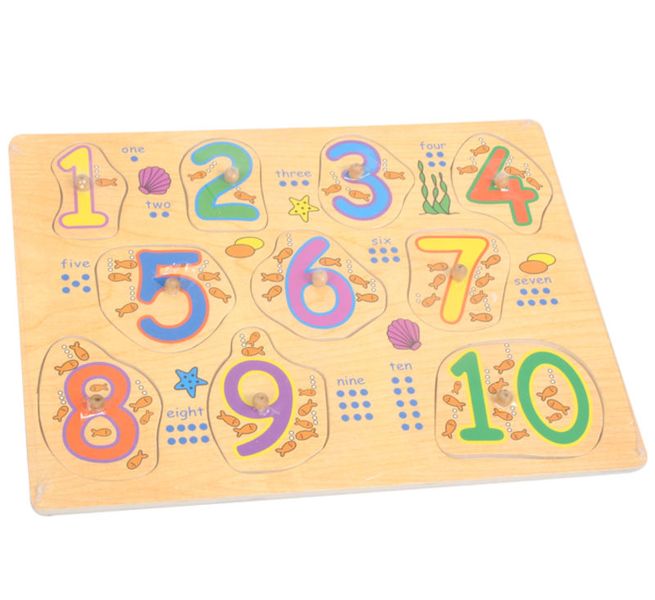Numbers Board 1 - 10 - Wooden Push-in Board (4 Pack)