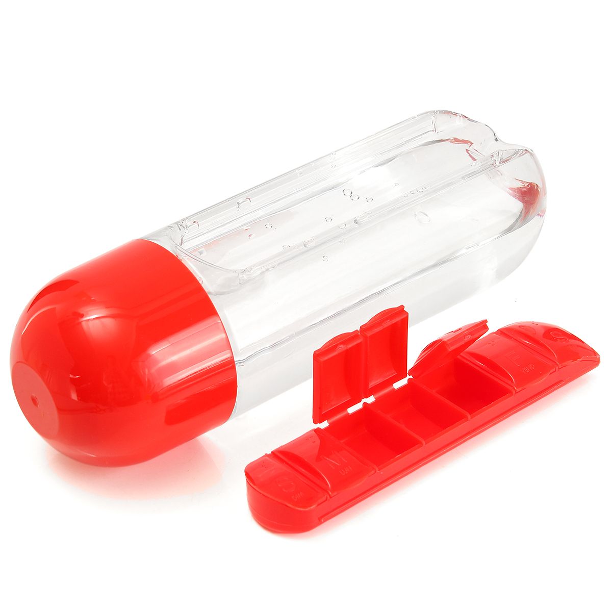 Water Bottle BuiltIn Daily Pill Box Organizer Red Buy Online in