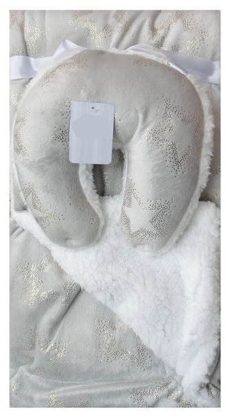 Mothers Choice Baby Blanket with Travel Pillow Grey Stars
