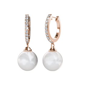 Destiny Elsie Pearl Earrings With Crystals From Swarovski® - Rose gold ...