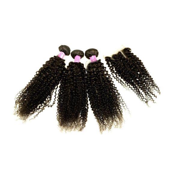 BLKT Brazilian Hair 14" inches Jerry Curl Free Closure Value Package