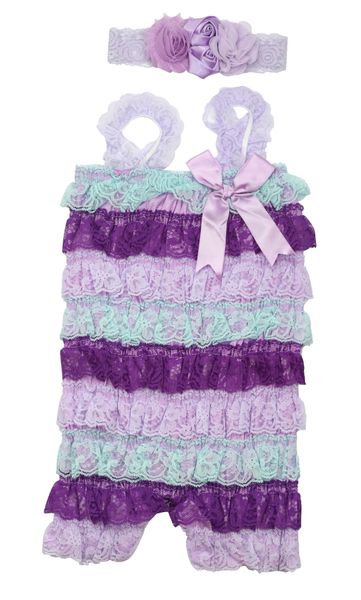 Frilly Baby Romper and Headband Set - White
